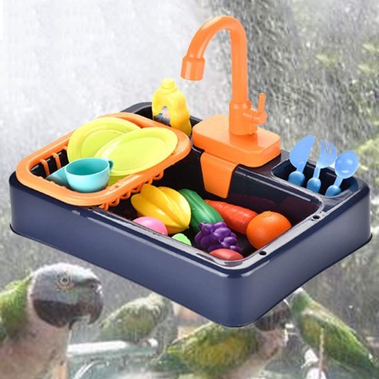 Kinder keuken gootsteen met stromend water - Vaatwasser speelgoed set met werkende kraan en afvoer - Simulatie afwas spel - Leerzaam cadeau voor peuters en kleuters — afbeelding 3
