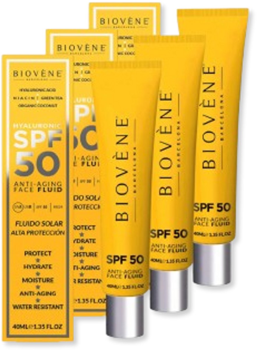 Biovene Spf 50 Anti Aging Face Fluid 40ml 3pak Voordeel