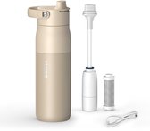 BRITA LARQ iQ Digitale Drinkfles - Beige - 680 ml - Slimme RVS waterfles met hydratatie tracking app, actieve koolstofwaterfilter & UV-C - neutraliseert 99.99% bacteriën, vermindert micro-onzuiverheden, PFAS & meer
