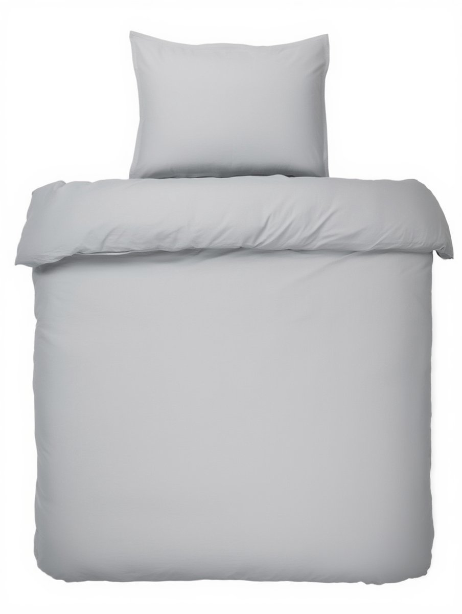 HUSH Living Dekbedovertrek - 100% katoen - 144TC - soepel en ademend - 140x220+20cm - 60x70cm kussensloop - met bevestigingslusjes - lichtgrijs