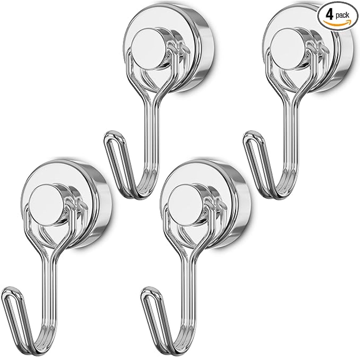 Magnetische Haak met Neodymiummagneet - Zwaar Belastbaar tot 13,6 kg - Roestvrij voor Binnen en Buiten - Geschikt voor Koelkast, Grill, Keuken, Gereedschap, Sleutels en Opslag - Sterke Aanhechting op Magnetische Oppervlakken