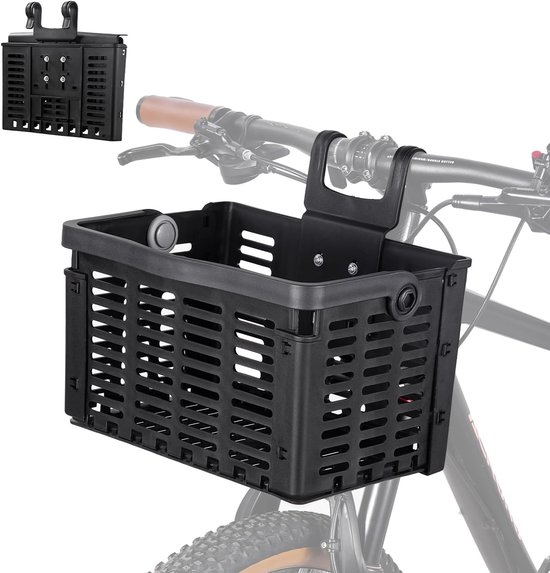 Vouwfiets Voormand - Lichtgewicht Kunststof Fietsmand met Handvatten - Eenvoudig te Monteren op Voorste Stuur of Achterste Draagplank - Geschikt voor Stadfiets en Vouwfiets - Compact en Stevig Ontwerp