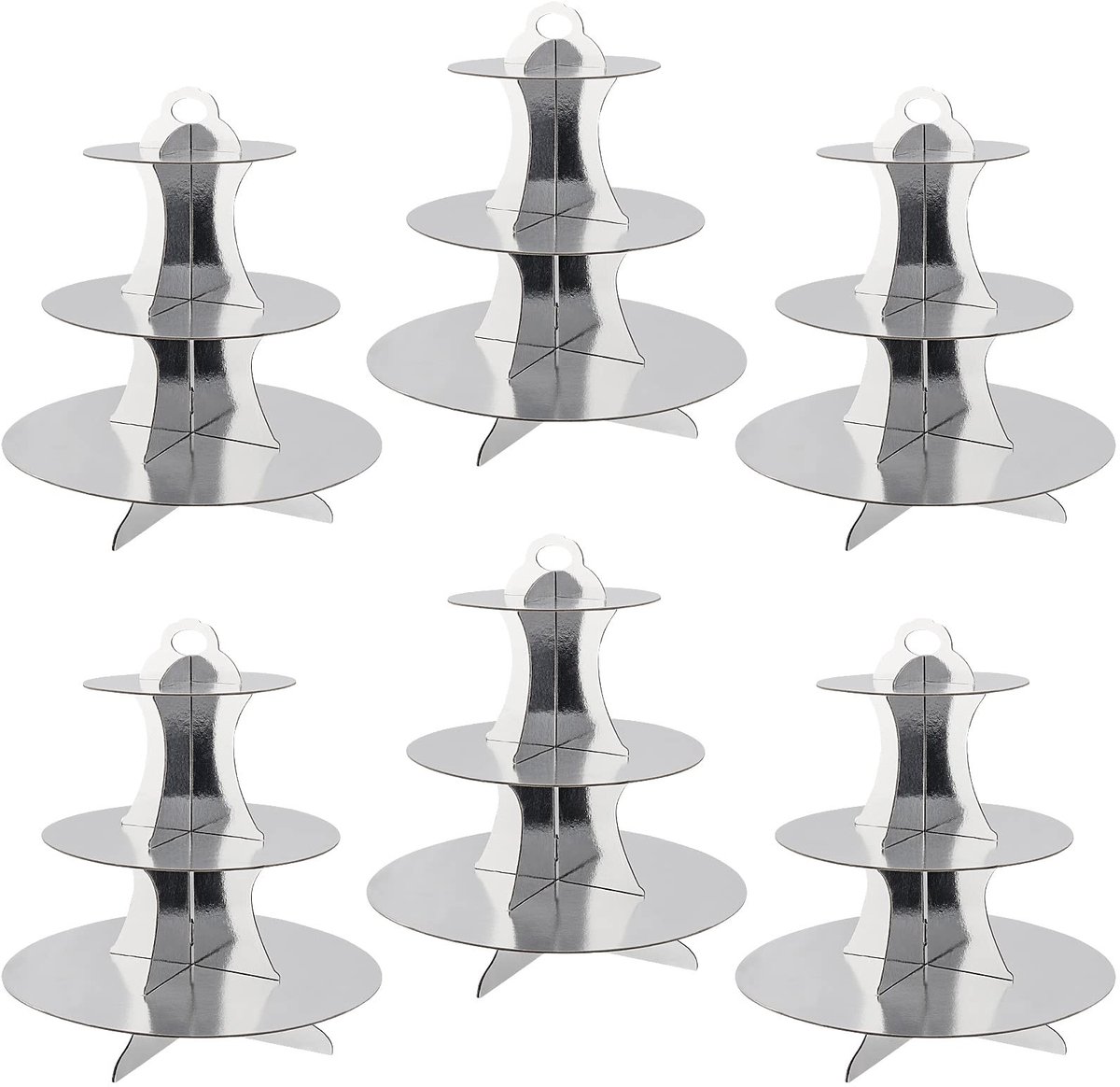 Dailygoods - Dailygoody - Kartonnen Taartstandaard - 6-Pack Ronde Cupcake Houder - 3-laags - Feestdecoratie - Ideaal voor Verjaardagen - Stevige constructie