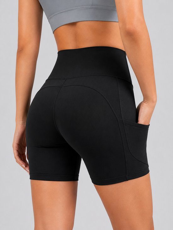 SparkNine Pace dames short - fitness - korte sportbroek - S - zwart - hoge taille - met zakken - elastisch - squatproof — afbeelding 3