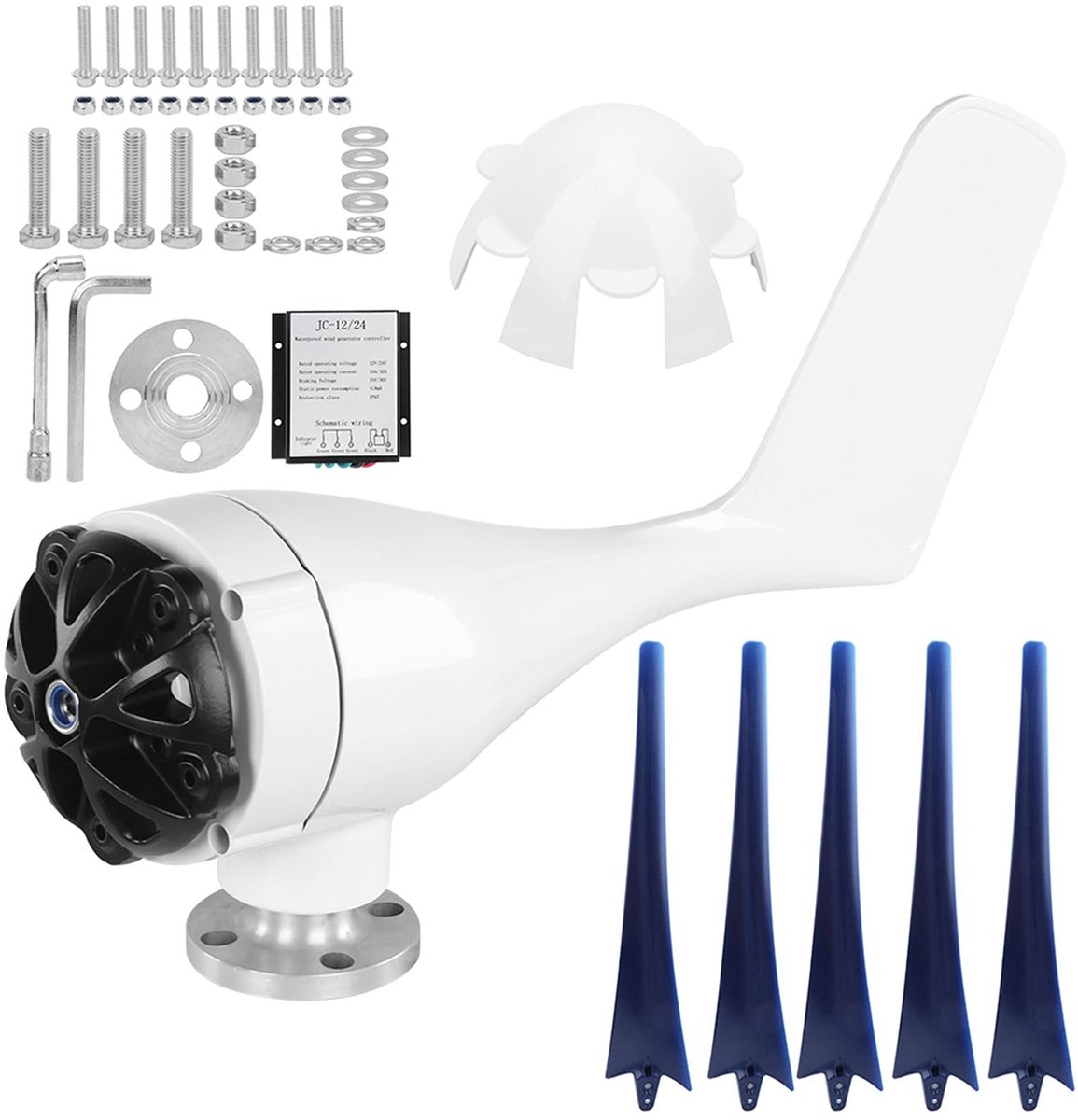 Dailygoods - Dailygoody - 1600 W Windmolen Generator - Kleine Windturbine Kit - Blauw - Duurzame Energie - Geschikt voor Wonen en Commercieel Gebruik - 5 Bladen