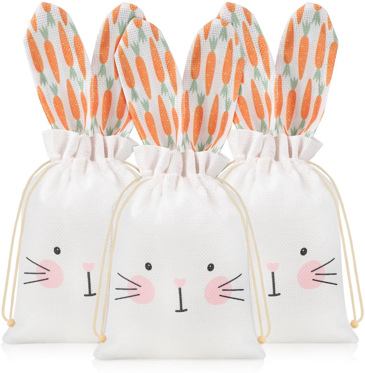 Dailygoods - Set van 3 Paasgeschenkzakjes met Handvat en Hazenoren