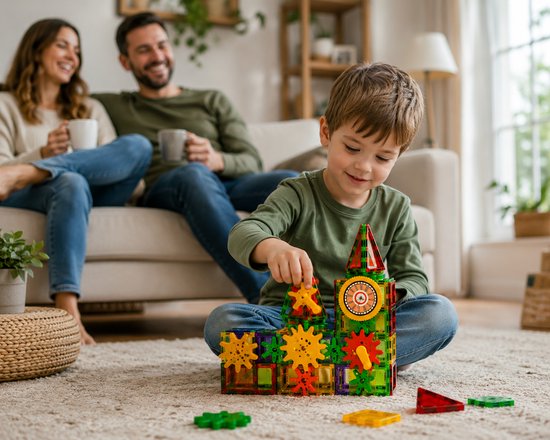 MAGPLAYER Magnetische Tegels 85 Stuks met Tandwielen – Magnetisch Bouwspeelgoed – STEM & Montessori Speelgoed – Educatief Constructiespeelgoed voor Kinderen vanaf 3 Jaar
