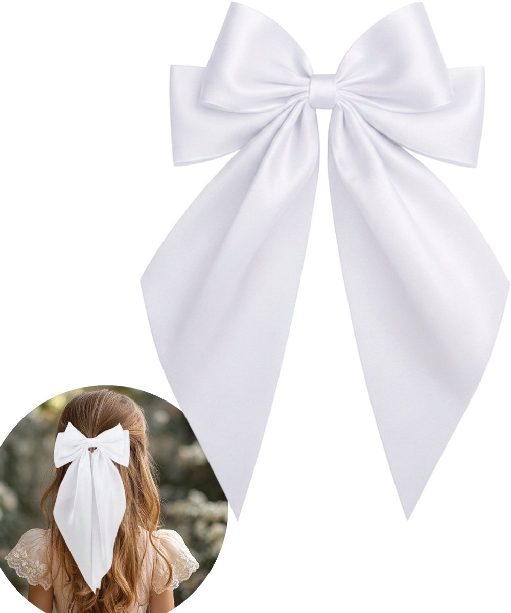Chipa - Witte Haarstrik met Clip – Koningsdag - Elegante Haaraccessoire – Koningsdag accesoires dames - Perfect voor Koningsdag & Feestjes - Kingsday