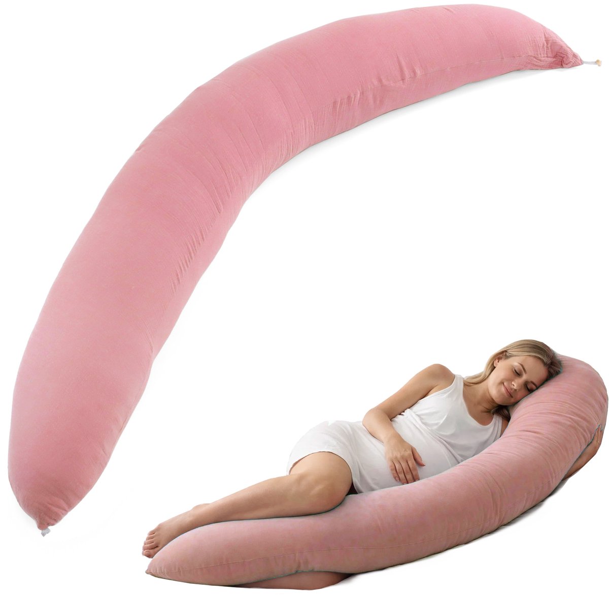 DAITORE - Zwangerschapskussen XXL - 190x32cm - Afneembare & Wasbare Hoes - Ergonomisch Zijslaapkussen - Voedingskussen - Lichaamskussen - Body pillow