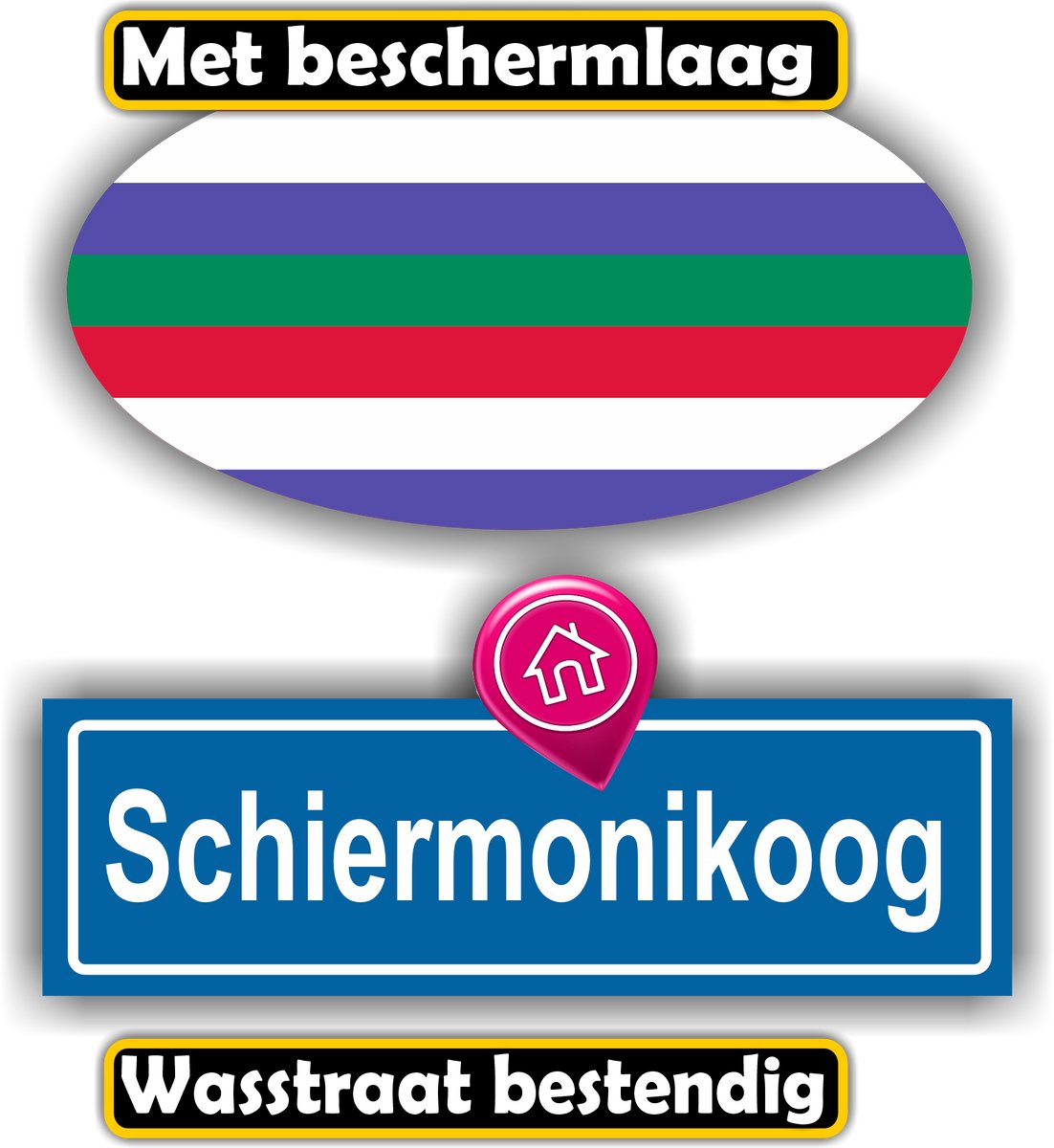 Jerma - Schiermonnikoog - Auto - Sticker - set 2 - Ovaal 13x7 cm - rechthoek 13x6 cm - Zelfklevend