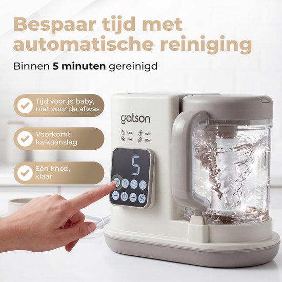 Gatson Pro BabyChef - Blender en Stomer - Inclusief Babyvoeding bewaarbakje - Met Cook, Steam en Blend-Functie - Baby Food Maker - Baby Foodprocessor - Babyshower van Gatson — afbeelding 5
