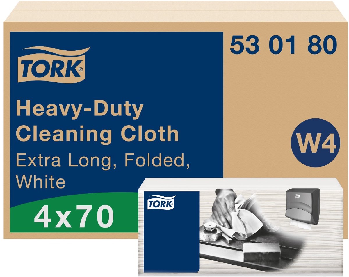 Reinigingsdoek tork w4 gevouwen wit 530180
