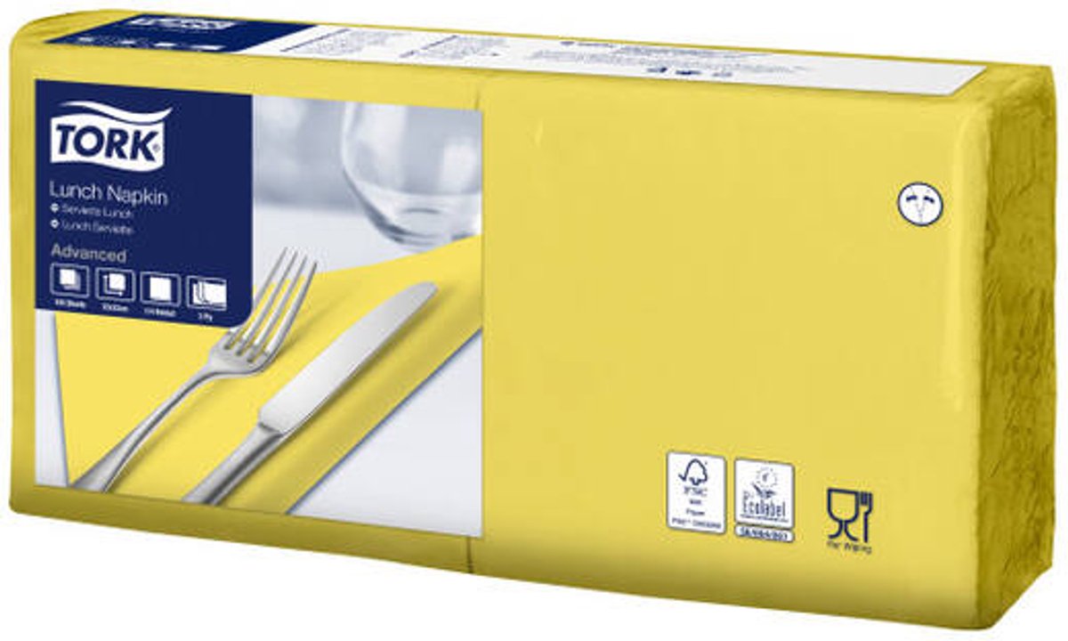 Tork 477862 soft lunchservet advanced geel 33x33 cm 3-laags 1500 stuks (477862)