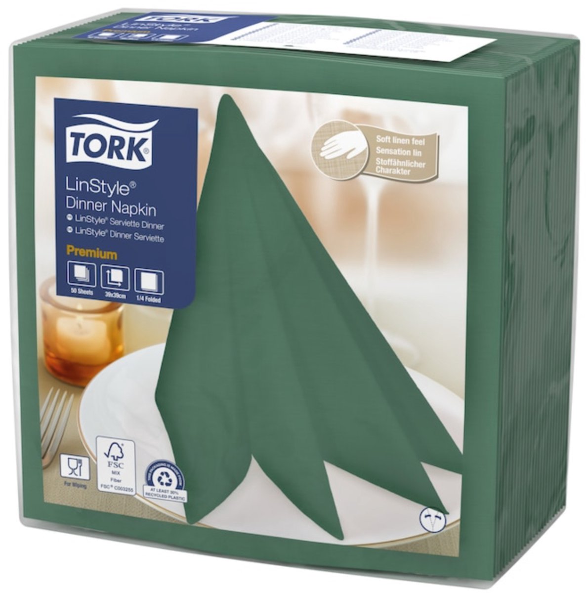 Tork 478847 premium linstyle dinnerservet donkergroen 39x39 cm 600 stuks (478847)