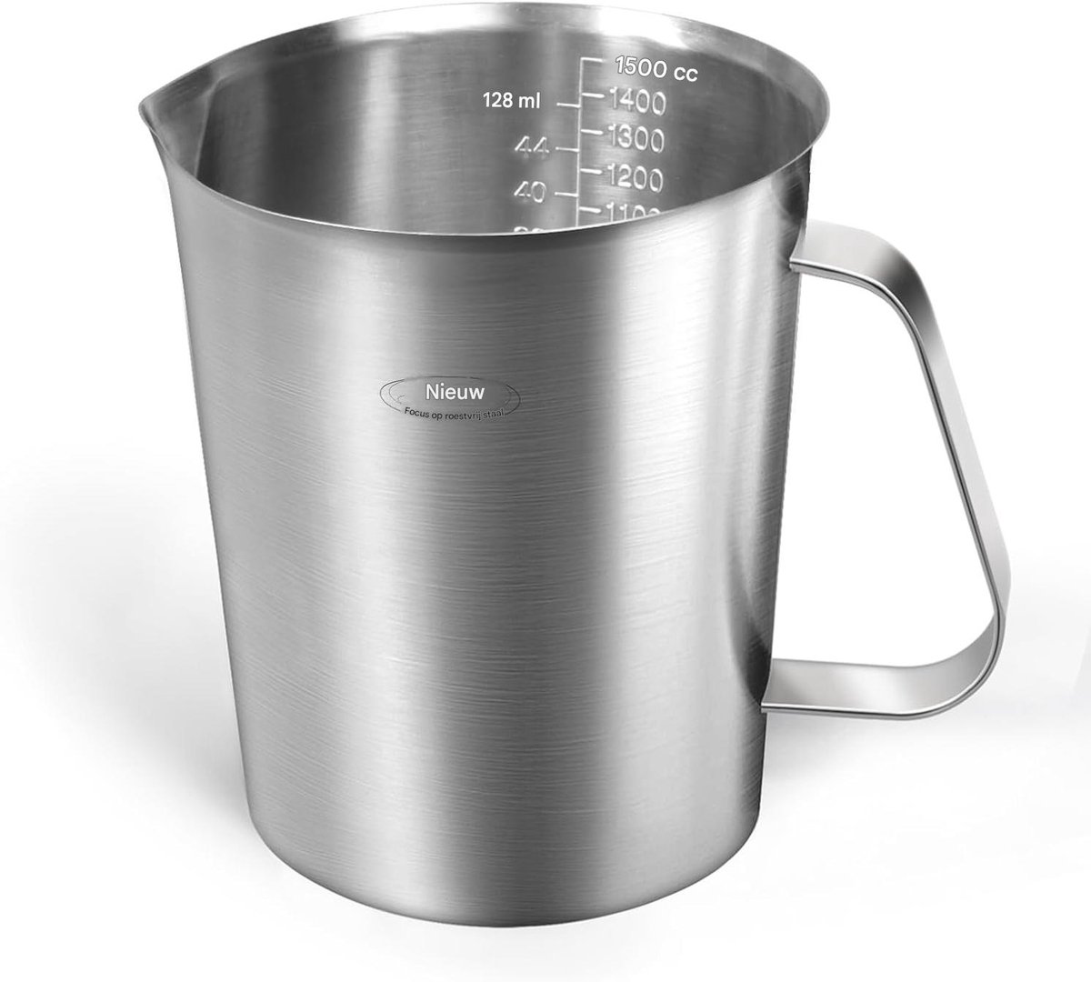 Maatbeker met Schenktuit - Maatbekers - 3-In-1 Metingen En Breed Mondstuk - 1500 Ml Capaciteit - Voor Professionele Keukens En Thuisgebruik - Zilver