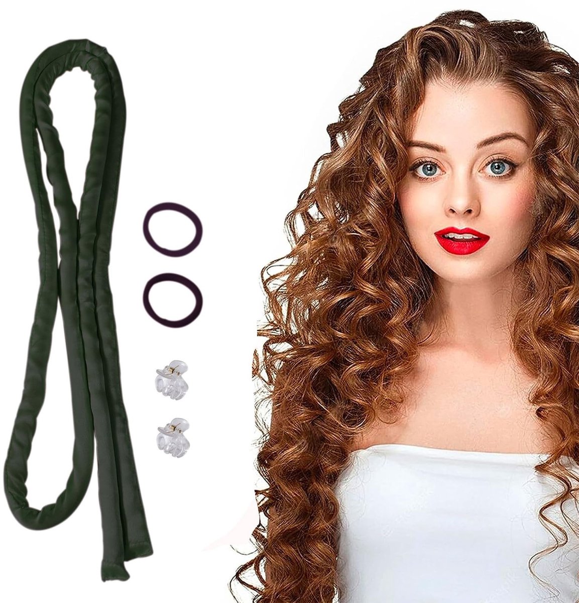 Dailygoods - Dailygoody - Verwarmingsloze krultang - Krullen zonder hitte - Hoofdband voor slapen - Zwart - Geschikt voor lang en kort haar - Ideaal voor elke gele...