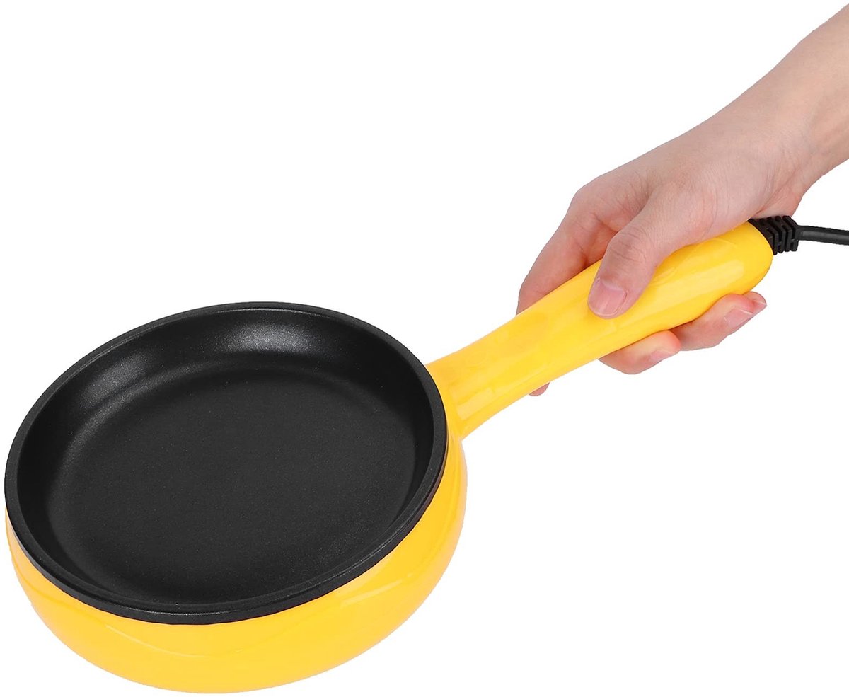 Dailygoods - Dailygoody - Elektrische kleine pan - Antiaanbaklaag - Geel - Eierpan - Ideaal voor pannenkoeken en meer - Compact en gebruiksvriendelijk