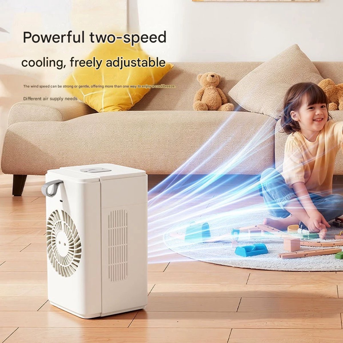 Airco -Mobiele Airco en Luchtkoeler met Mistbevochtiging - Premium Mini Cold Air Fan 500ml - Stille Tafelventilator 18 dB met Klok en Temperatuurweergave-Oplaadbaar - Draagbare Luchtkoeler voor Slaapkamer en Kantoor – foto 3