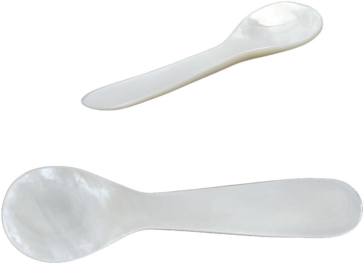 Dailygoods - 2-delige Kaviaarlepels van Schelp voor Tafelen en Dessert