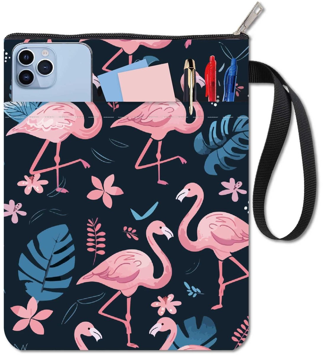 Dailygoods - Roze Flamingo Boekomslag met Rits en Voorvak