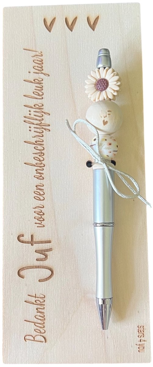 Kralenpen JUF | ZILVER | jij bent de beste | coolste juf | topjuf | einde schooljaar | cadeau | cadeautje juf | cadeautje meester | meester