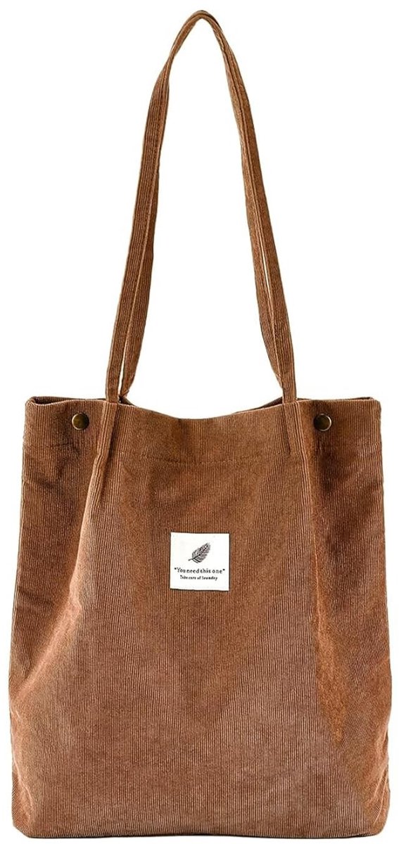 Dailygoods - Bruine Corduroy Draagtas voor Dames