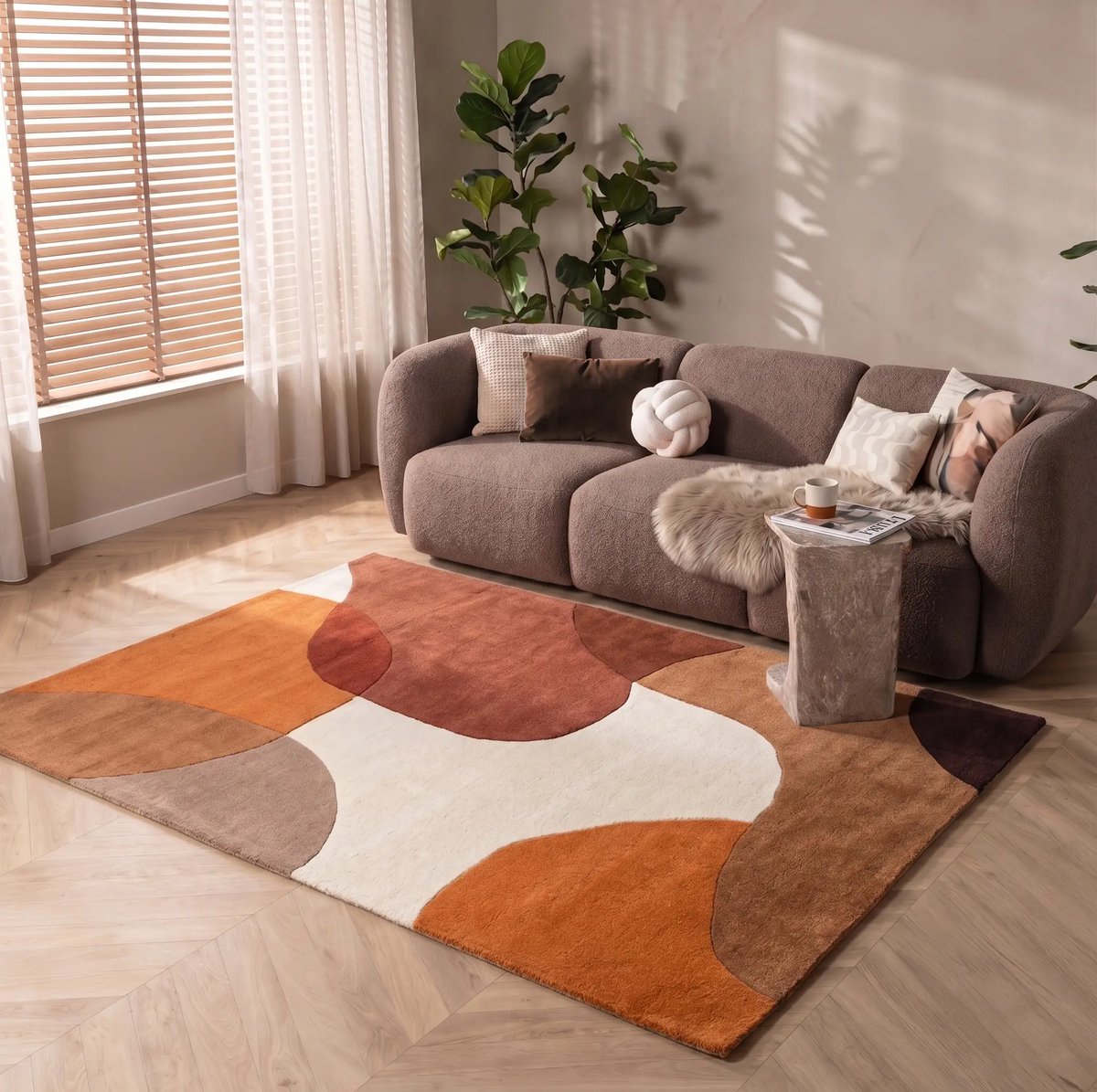 Art Weavers Wollen vloerkleed - Lunari Terracotta / Oranje - Laagpolig Wol Tapijt - 160x230 cm