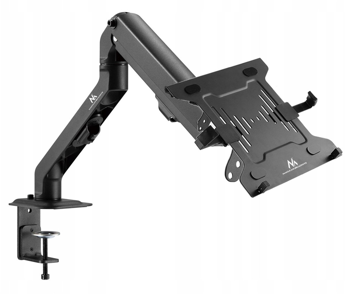 Maclean - Laptophouder - Draaibare bureau-laptophouder met 1-compartiment monitorhouder 17"-27"