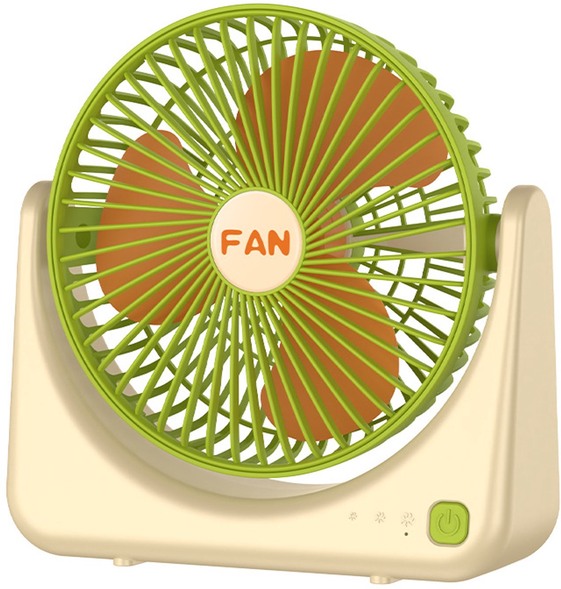 Stille Bureauventilator USB-C Oplaadbaar – 3 Snelheden – 90° Kantelbaar – Draagbare Mini Ventilator – 35 dB Geluidsarm – Voor Kantoor, Slaapkamer en Studentenkamer – Groen -1 Stuk