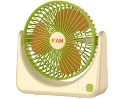 Bureauventilator Stil – USB Type-C Oplaadbaar – 3 Snelheden – 90° Kantelbaar – 35 dB – Draagbare Mini Ventilator – Voor Kantoor, Slaapkamer & Studentenkamer – Groen