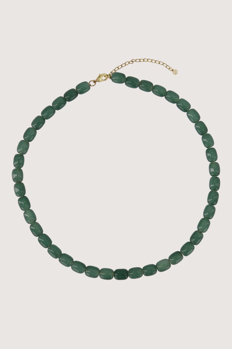 Zusss Smalle Kralen Ketting Grey Green