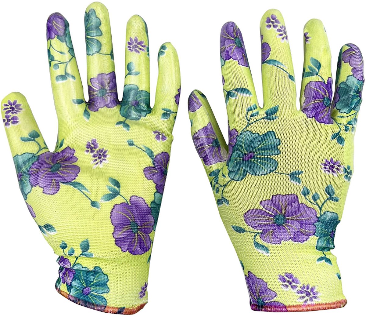 Handschoen tuins maat 9 NITRIL bloemen groen