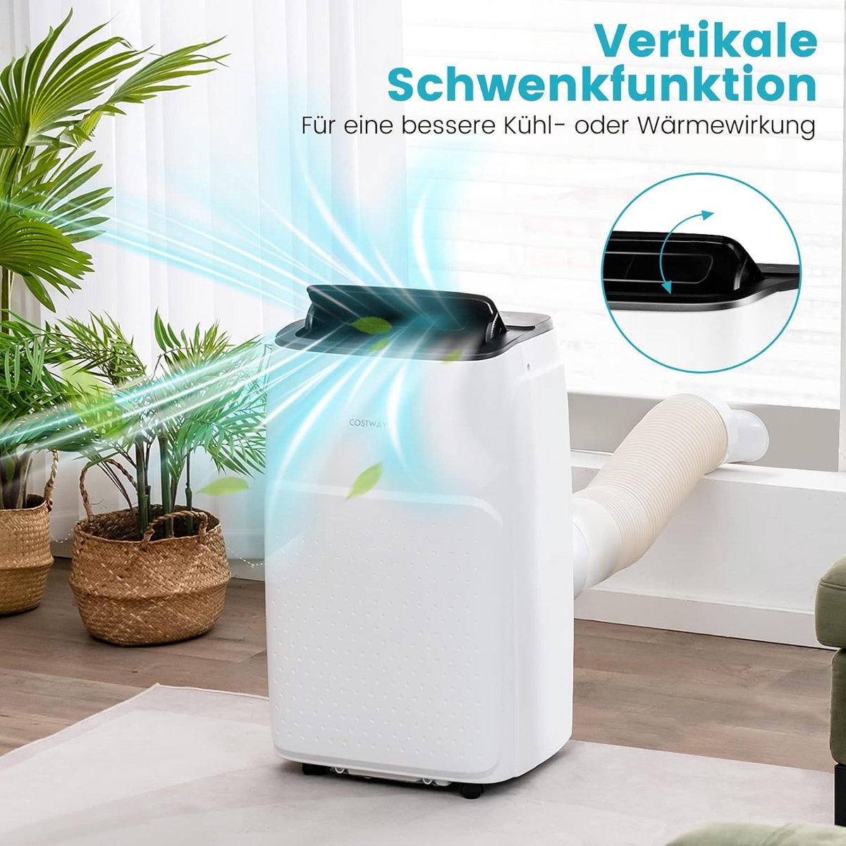 COSTWAY Mobiele Airco met Verwarming, 12.000 BTU, Wifi, Afstandsbediening, 120 m³, Energieklasse A thumbnail 6