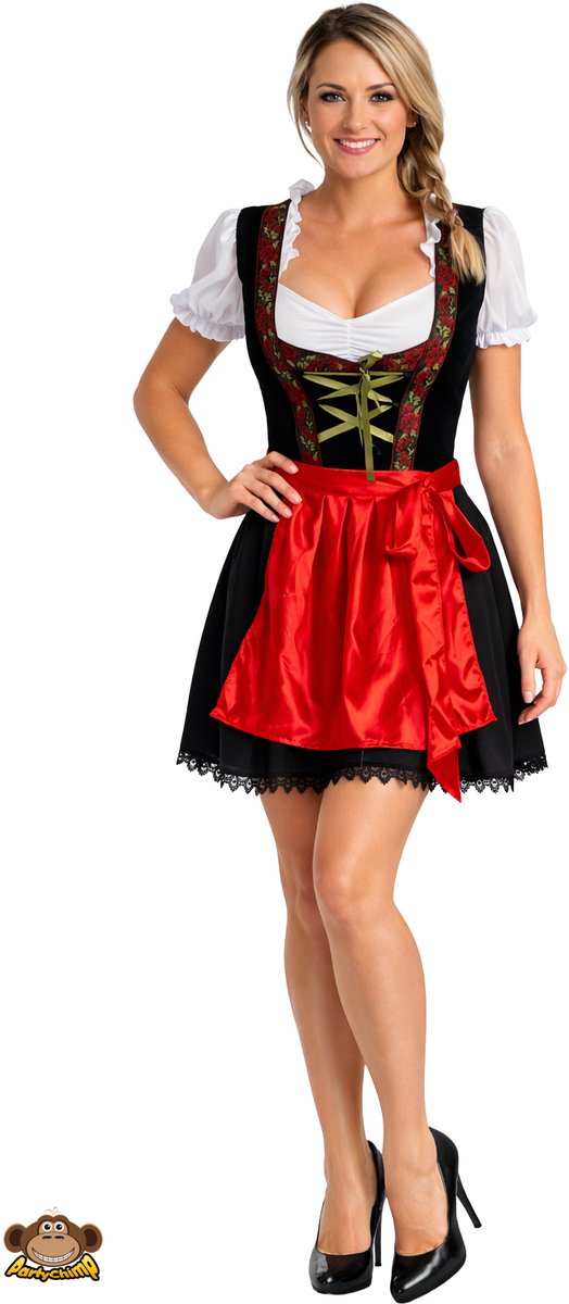 Partychimp Oktoberfest Dirndl Dames Rosalie Oktoberfest Dames Carnavalskleding Dames Carnaval Kostuum Dames - Polyester - Rood - Maat M/38