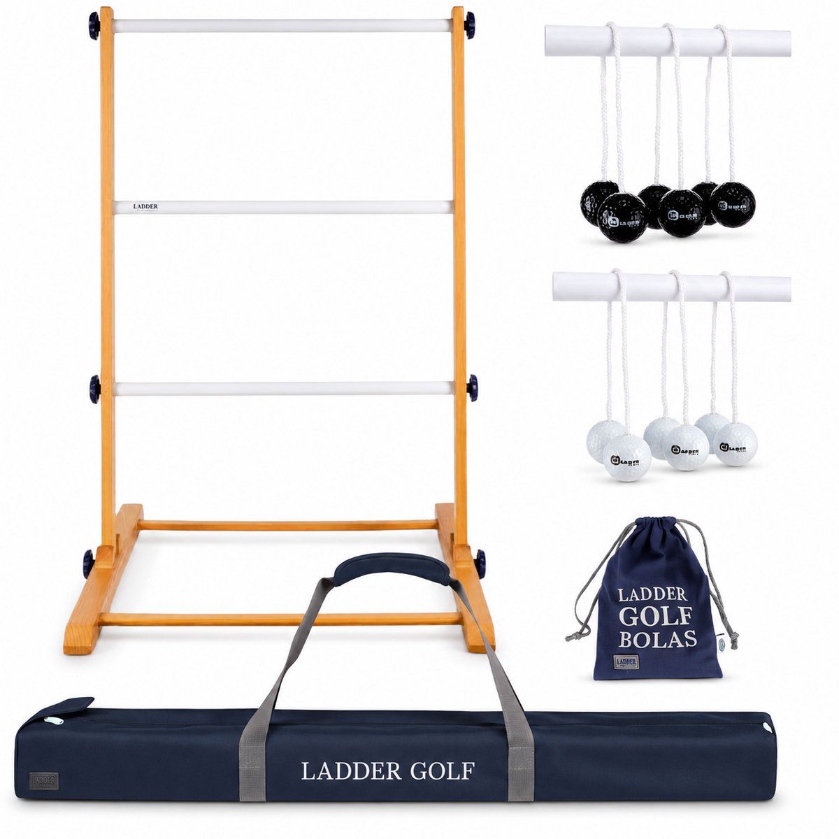 Profi Laddergolf Spinladder Wit en Zwarte Golf bolas - Officiële laddergolfset met echte golfballen
