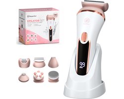 Beeperfect® 6 in 1 Epilator Voor Vrouwen - Scheerapparaat Vrouw - Bikinitrimmer - Ladyshave - Oplaadbaar - Waterdicht - 7 Opzetstukken