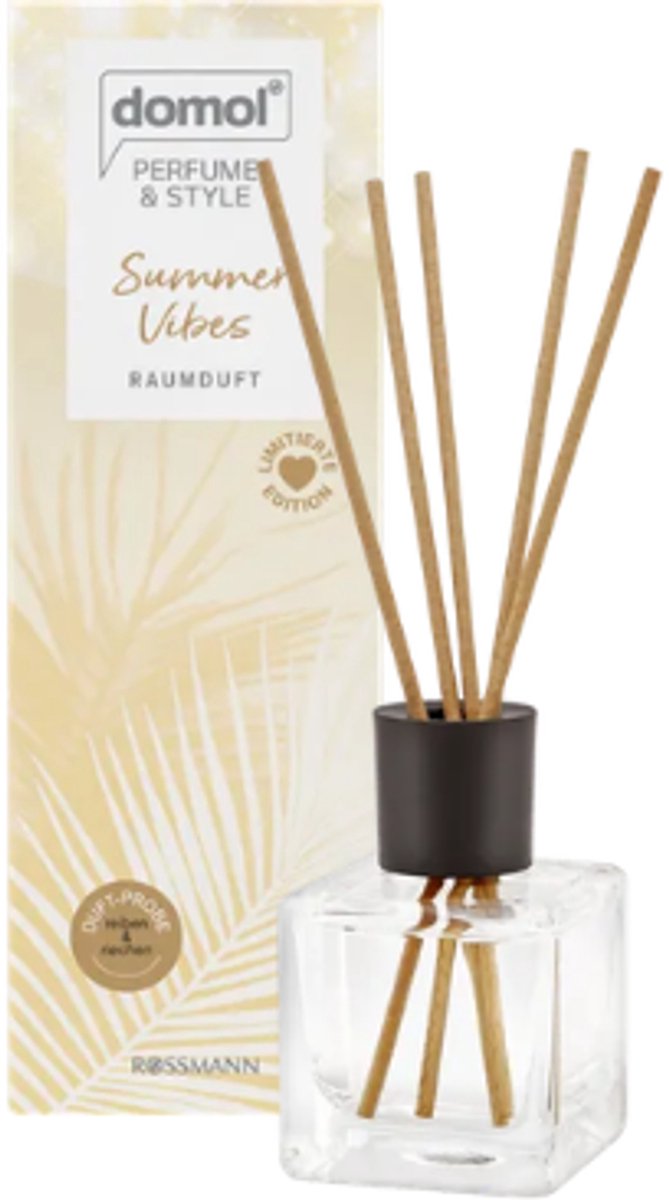 Zomer Geurstokjes Summer Vibes | Domol Geurdiffuser - Perfume & Style Kamergeur | 50 ml - Zomerse Geurstokjes - Limited Edition 2026