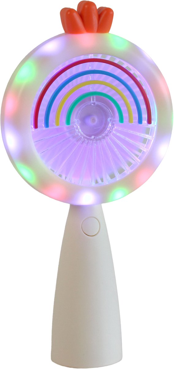 Litalife Handventilator - Draagbaar - USB-C Oplaadbaar - Beige met Regenboog LED Verlichting