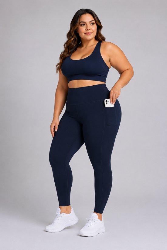 SparkNine Softcurve plus size legging - met zijzakken - 3XL - blauw - zachte stof - ademend - niet doorschijnend — afbeelding 5
