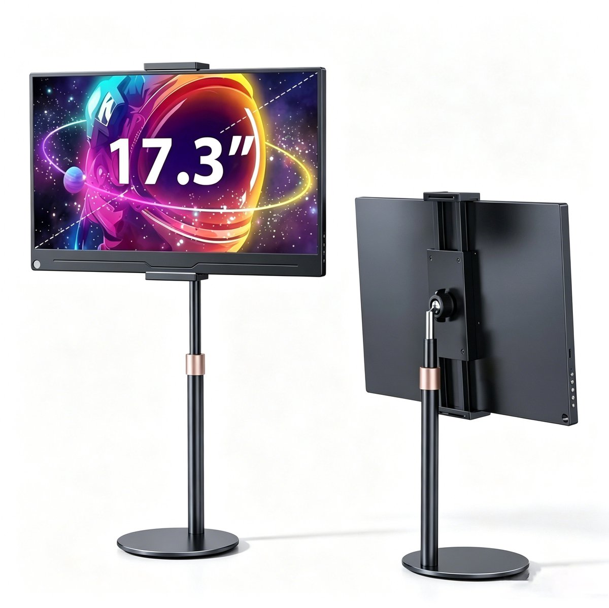 Fokelyi - Desktop standaard - Tablet houder - Telefoonhoude - 360 graden - Hoogte verstelbaar27-44cm - voor Tablet & Smartphone Universeel - Zwart