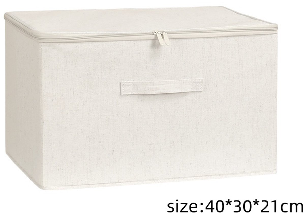 Opbergdoos van Katoen-Linnen met Deksel (40*30*21cm) – Vouwbare Wasbare Bewaardoos voor Kleding, Beddengoed en Speelgoed, Geschikt voor Kast, Slaapkamer en Kledingkast, Zonder Cijferslot