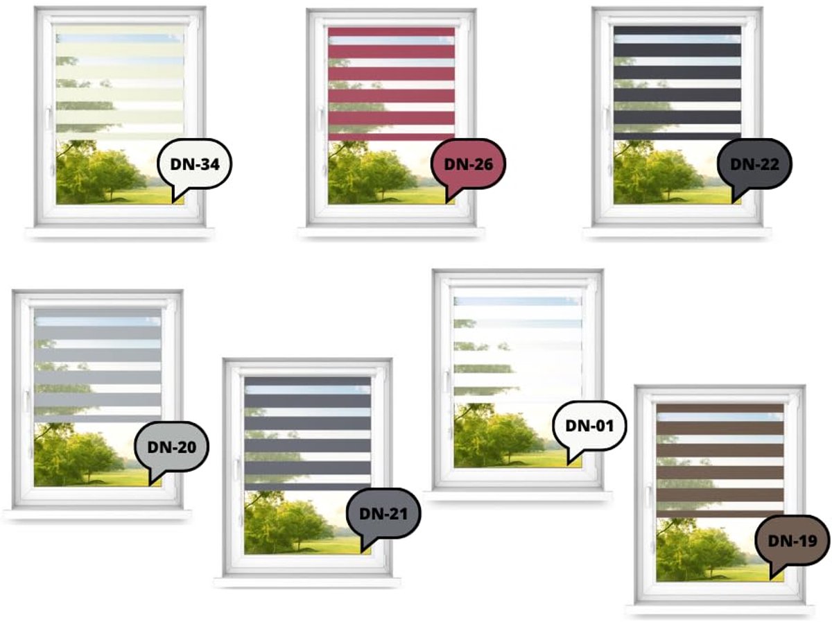 time4blinds - Dubbele Rolgordijnen Zonder Boren - Zebra-Rolgordijnen voor Ramen en Deuren 