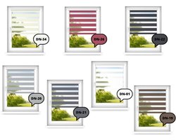time4blinds - Dubbele Rolgordijnen Zonder Boren - Zebra-Rolgordijnen voor Ramen en Deuren - om te Plakken, met Aluminium Cassette, Lichtdoor