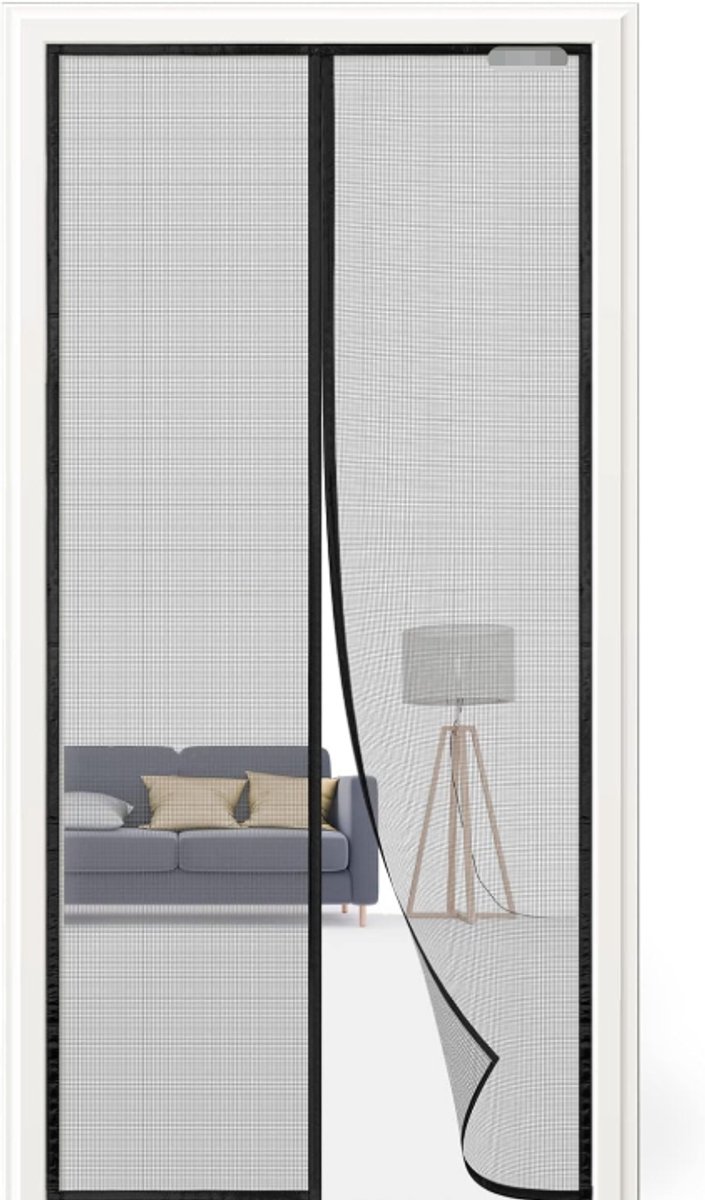 Magnetisch horraam 90 x 210 cm, muggenhor, boren is niet nodig - Zwart
