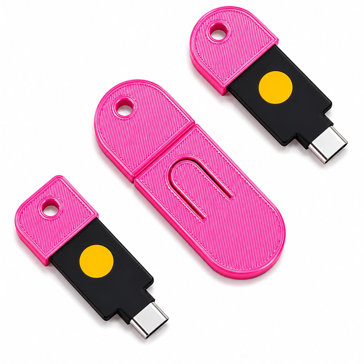 YubiKey 5C NFC Beschermhoes Sleutelhanger - YubiKey Case - YubiKey Cover - USB C Security Key Case - NFC USB-C Protector Voor YubiKey 5C NFC - Krasbestendige Opbergcase Voor Sleutelbos En Zakgebruik - 2FA Security Key Holder - Roze