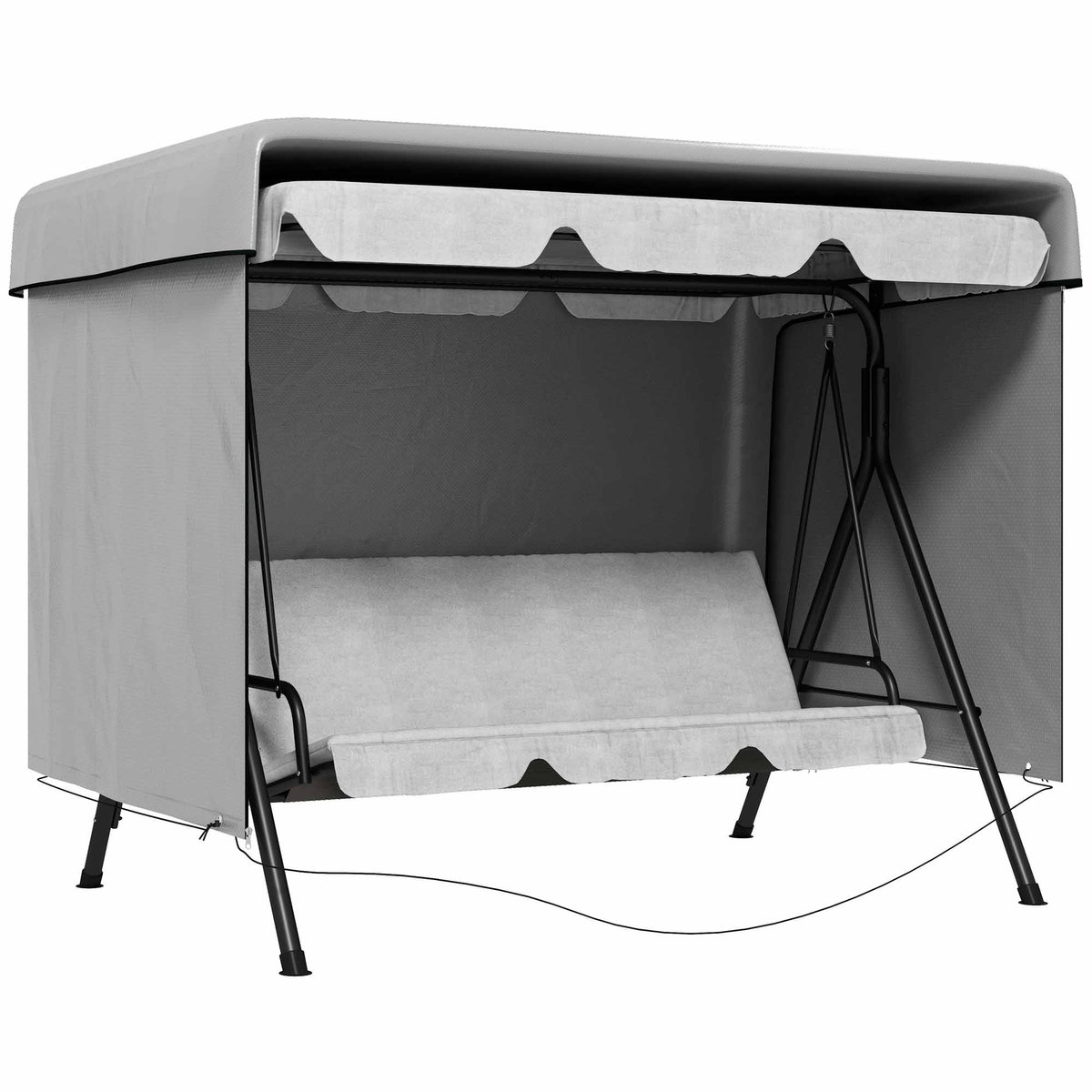 Grijs Meubelhoes-Waterdicht UV-Bestendig-Bandjes Vastgezet-Buiten 215x155x150cm