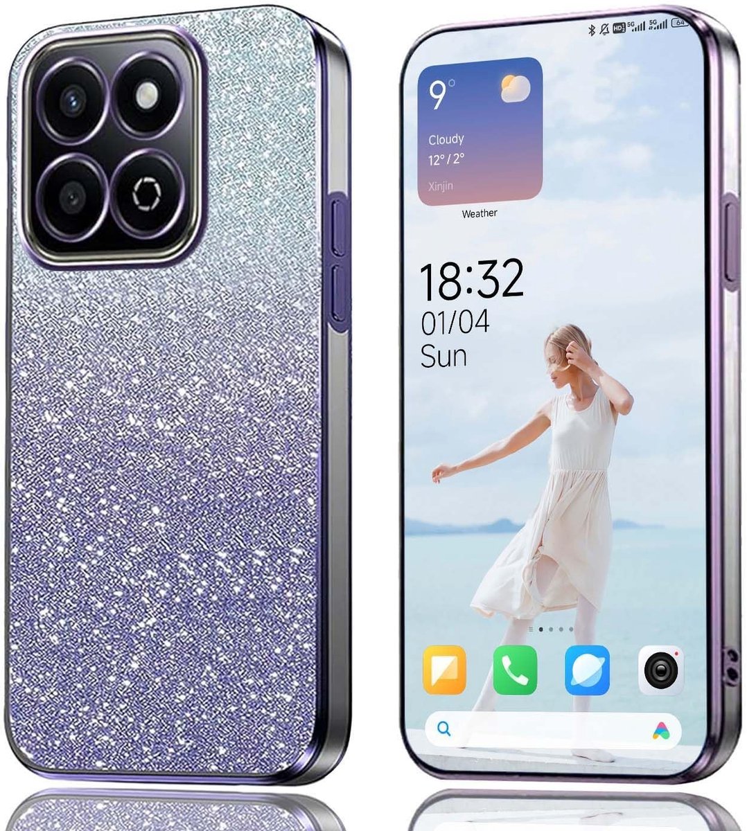 Dailygoods - Elegante Glitter Hoes voor Honor 400 Smart Telefoon