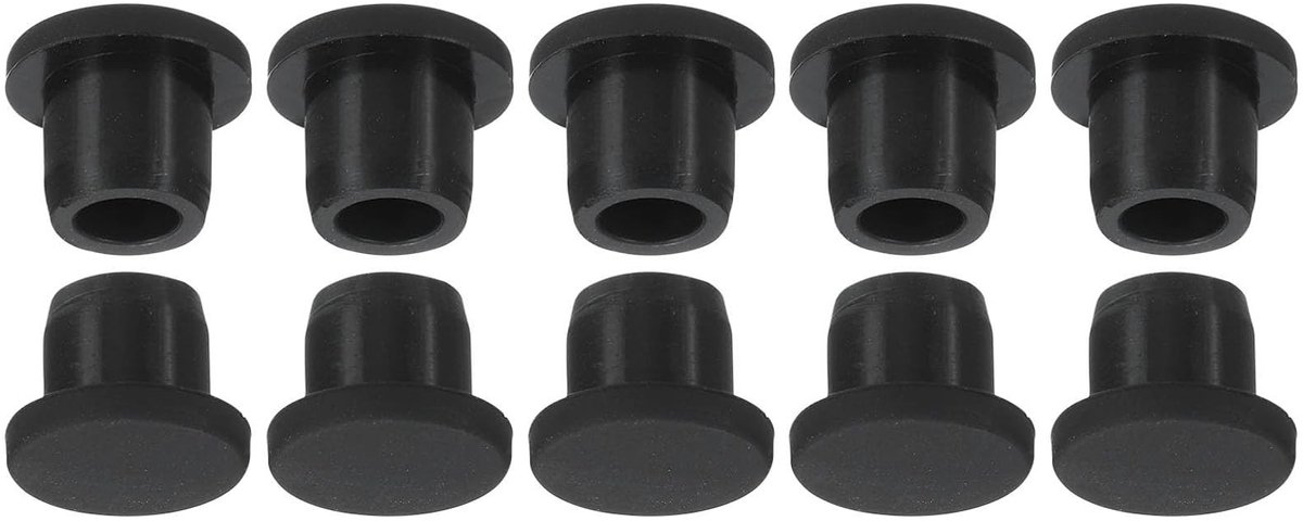 Dailygoods - 10 Stuks Zwarte Siliconen Rubber Hole Plugs voor Diverse Toepassingen
