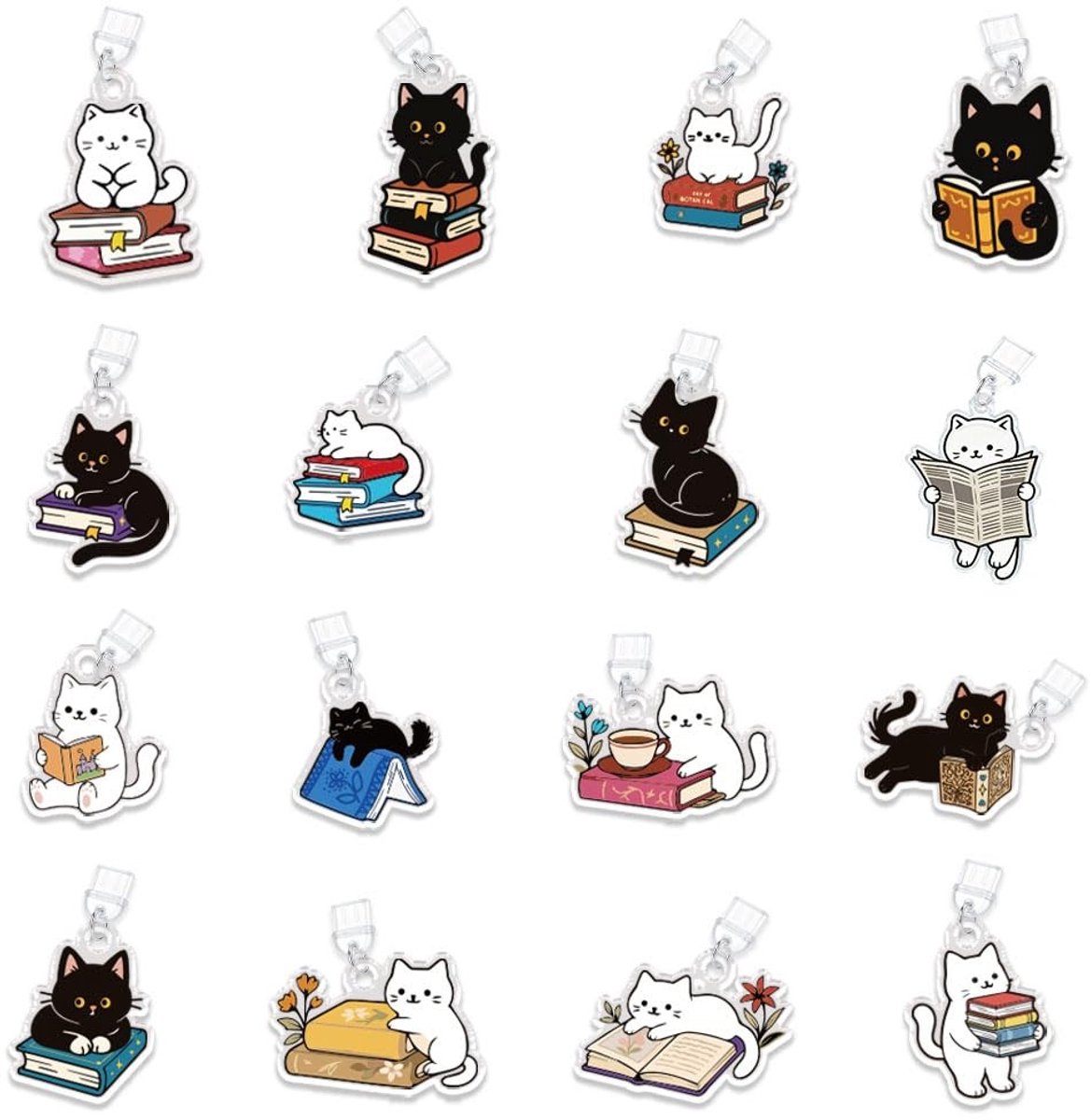 Dailygoods - Set van 16 Acryl Charms voor E-Reader met Diverse Ontwerpen