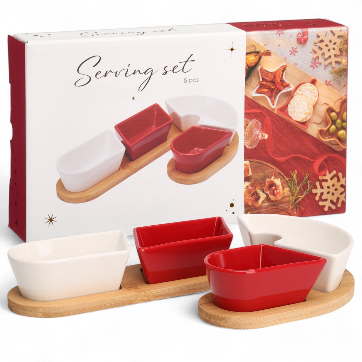 Dailygoods - Feestelijke Serveerset 5-delig met Candy Cane Design